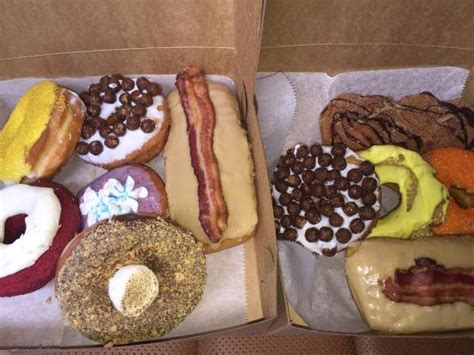 Yo yo donuts - Cookies N Cream Ice Cream topped with Vanilla Drizzle, Oreos and Chips Ahoy. $8.95. French Toast SMASH Donut. Vanilla Ice Cream topped with Maple Drizzle, Rainbow Sprinkles and French Toast Cereal. $8.95. Kinder® Bueno SMASH Donut (Premium) Vanilla Ice Cream and Kinder Bueno Bar smashed, topped with Nutella Drizzle and …